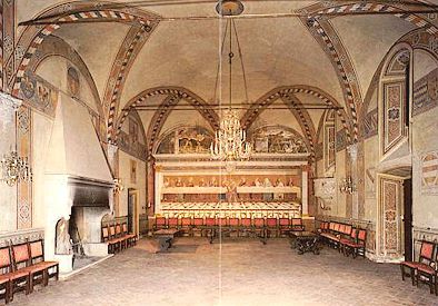 Refectory of the abbey with a fresco by Ghirlandaio